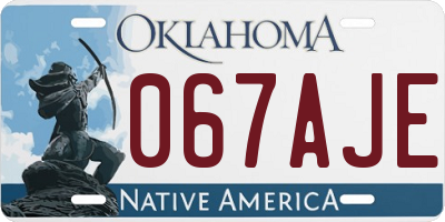 OK license plate 067AJE
