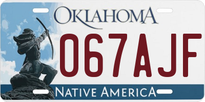 OK license plate 067AJF
