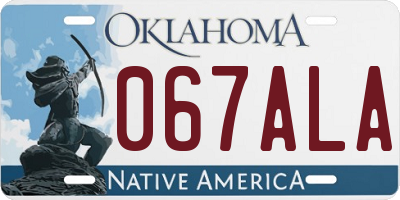 OK license plate 067ALA