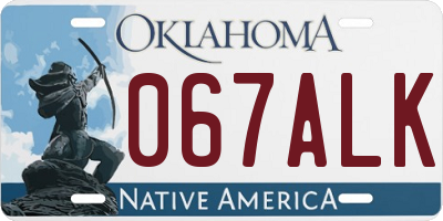 OK license plate 067ALK