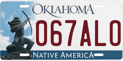 OK license plate 067ALO