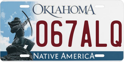 OK license plate 067ALQ