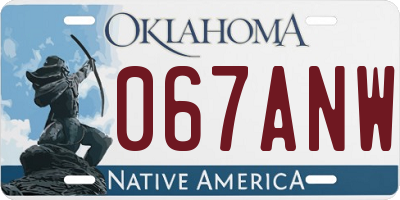 OK license plate 067ANW