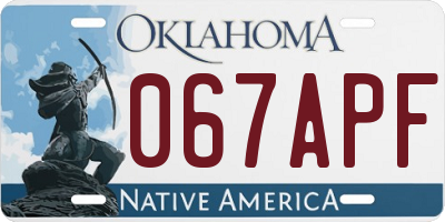 OK license plate 067APF