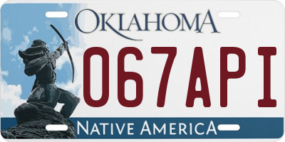 OK license plate 067API