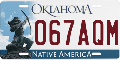 OK license plate 067AQM