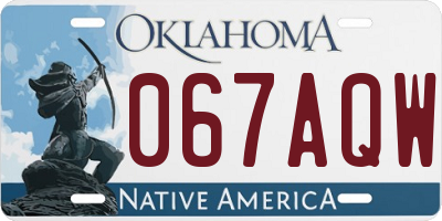 OK license plate 067AQW