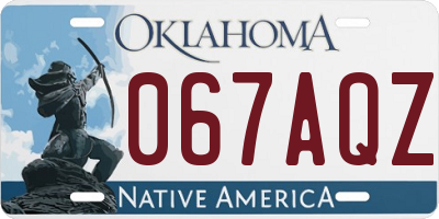 OK license plate 067AQZ