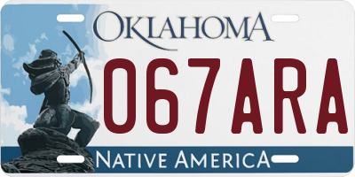 OK license plate 067ARA