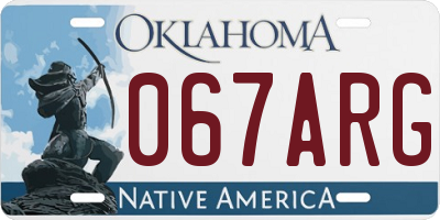 OK license plate 067ARG