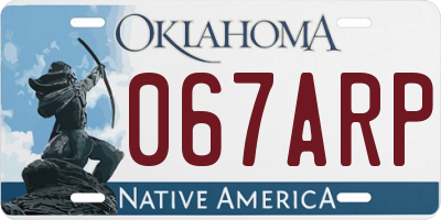 OK license plate 067ARP