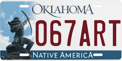 OK license plate 067ART