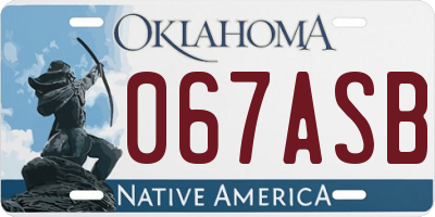 OK license plate 067ASB