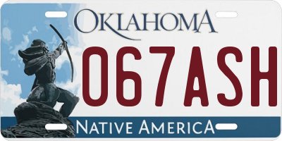 OK license plate 067ASH