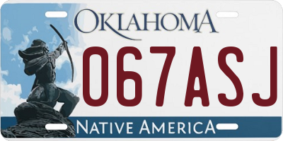OK license plate 067ASJ