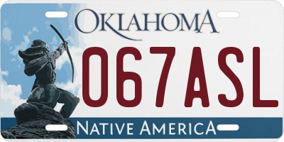 OK license plate 067ASL