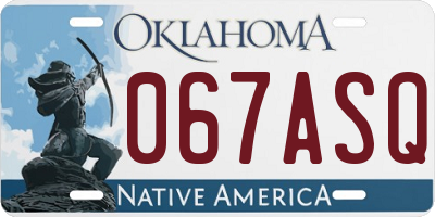 OK license plate 067ASQ