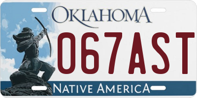 OK license plate 067AST