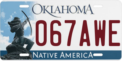 OK license plate 067AWE