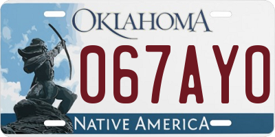 OK license plate 067AYO