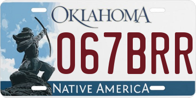 OK license plate 067BRR