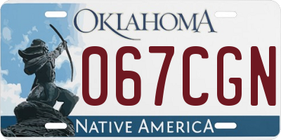OK license plate 067CGN