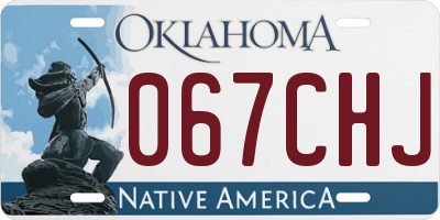 OK license plate 067CHJ