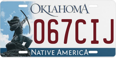 OK license plate 067CIJ