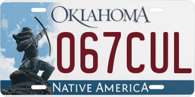 OK license plate 067CUL