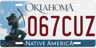 OK license plate 067CUZ