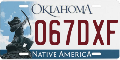 OK license plate 067DXF