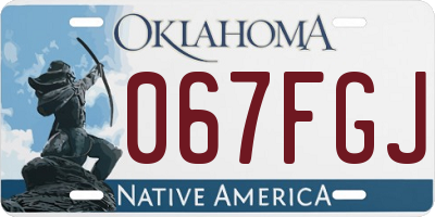 OK license plate 067FGJ