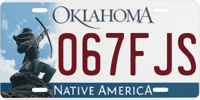 OK license plate 067FJS