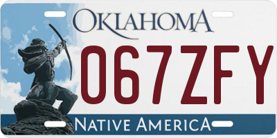 OK license plate 067ZFY