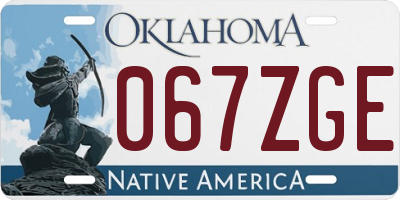 OK license plate 067ZGE