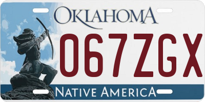 OK license plate 067ZGX