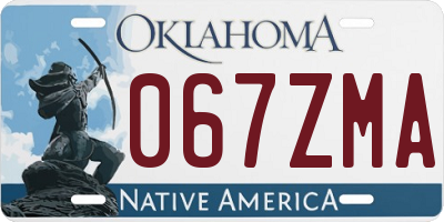 OK license plate 067ZMA