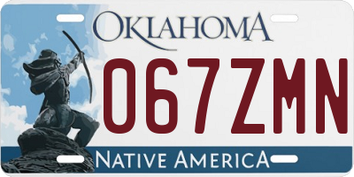 OK license plate 067ZMN