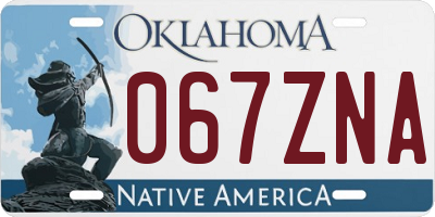 OK license plate 067ZNA