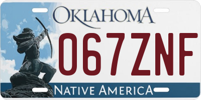 OK license plate 067ZNF