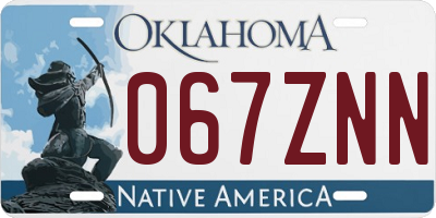 OK license plate 067ZNN