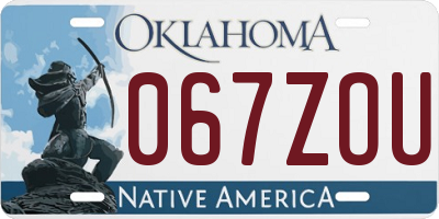 OK license plate 067ZOU