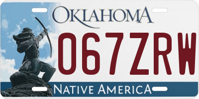 OK license plate 067ZRW