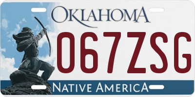 OK license plate 067ZSG