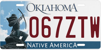 OK license plate 067ZTW