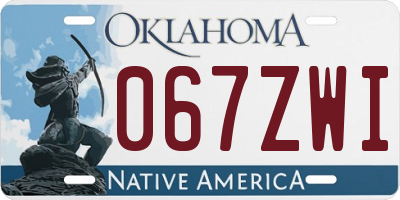 OK license plate 067ZWI