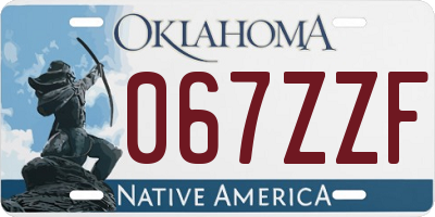 OK license plate 067ZZF