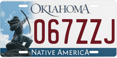 OK license plate 067ZZJ