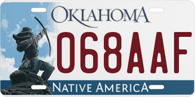 OK license plate 068AAF