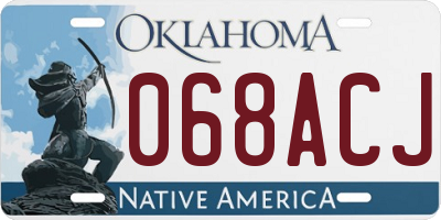 OK license plate 068ACJ